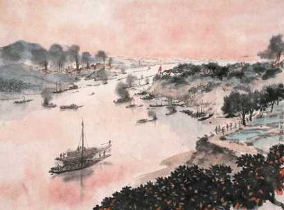 傅抱石 芙蓉国里尽朝晖 镜心